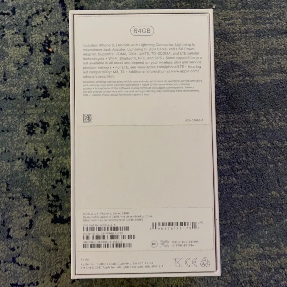 2/$10 Empty iPhone 8 Box